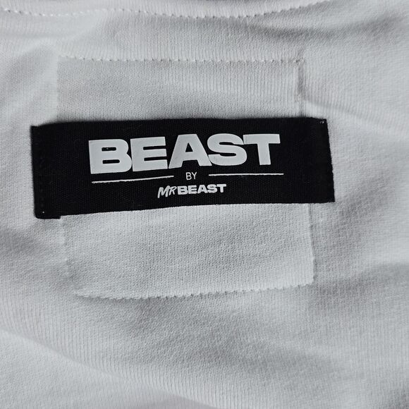 683 NWT MR BEAST EMBOSSED PANTHER CREWNECK SWEATSHIRT - WHITE LARGE - Picture 9 of 9